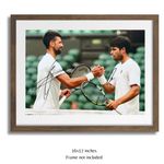 Novak Djokovic + Carlos Alcaraz Hand Signed A4 Tennis Photo + COA & PSA QO Card