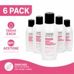 6 x The Hand Brand Nail Polish Remover 80% Acetone 150ml Fast Acting 900ml