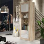 Tall Display Cabinet 170cm | Oak Matt & White Gloss Doors | Modern Storage