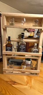 Rustic Wood Bar Cabinet, Freestanding or Wall Mounted 3 Shelves.