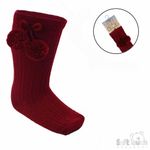sts355 white knee high pom pom socks baby boys girls unisex clothes spanish trad
