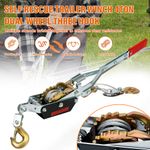 4 Ton Dual Gear Power Puller Heavy Duty 3 Hook Cable Puller Hand Winch Turfer UK