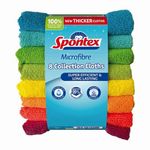 Spontex Microfibre 8 Collection Kitchen Cloths, Multicolour 8 Pack Reusable