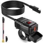 EXTRACTME Motorcycle Phone Charger, 6.4A Dual USB Type C PD & Quick Black 