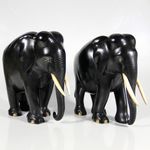 Matching pair of large antique solid ebony Indian elephants 7 inches tall 2.5kg