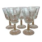 Vintage Set of Five Etched Stemmed Sherry/Cordial Glasses Leaf And Fern Design