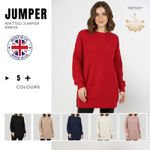 Ladies Fisherman Tunic Dress Oversized Knitted Pullover Long Sleeve Jumper Dress