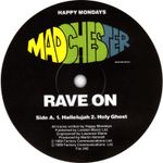 Happy Mondays Rave On record label vinyl sticker. Factory records. Madchester