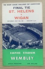RUGBY LEAGUE PROGRAMME CHALLENGE CUP FINAL ST HELENS v WIGAN 1961