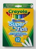 ​Crayola Super Tips Washable Markers 12 Pack Draw Thick & Thin Assorted Colours