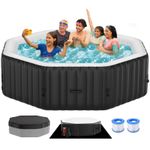 H&ZT Inflatable Hot Tub 6 Person 77x77x25 inch 2400W Octagon SPA Pool Bathtub