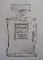 Pencil drawing Coco Chanel Paris perfume bottle original hand  drawn