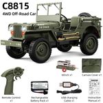 JJRC C8815 RC Jeep 2.4G 4WD Truck Car Winch Canvas Cover Off-Road Remote Car