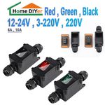 3-220V Outdoor IP65 Waterproof 6/10A Wires Inline Cord LED Rocker Switch 2/3 pin