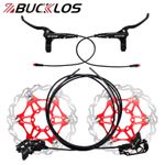 BUCKLOS HD-E735 E-Bike Hydraulic Disc Brake 4-Pistons Front&Rear 160mm Red Rotor