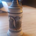 König Mühlried Ceramic Beer Stein Steins with Hinged Pewter Lid