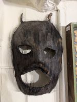 Antique Vintage Yak Skin Shamanic Ritual Mask Nepal