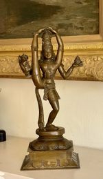 Antique Large Bronze Statue Of Indian Hindu God Shiva Original Patina Figurine
