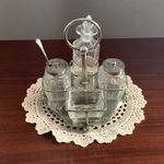 1930s/1940s Style Silver Plate & Cut Glass Condiment Set * A Marriage