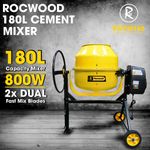 Electric Cement Concrete Mixer RocwooD 180L Litre 800W Drum Mortar Plaster
