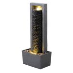 Teamson Home Outdoor LED Column Fountain Layered Rock Design Grey Finish