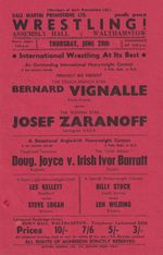 WRESTLING FLYER - @ Assembly Hall, Walthamstow 29 June 1961 Vignalle Zaranoff
