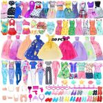 50Pcs Barbie Doll Clothes Bundle Dresses Shoes Set and Accessories Girl Toy Gift