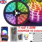 1-20m LED Strip Lights 5050 RGB Colour Changing Tape Cabinet Kitchen TV Lighting