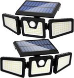 2 Pack Solar LED Wall Light Security Outdoor Garden Flood Lamp PIR Motion Sensor