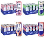 Dash Water Sparkling 48 Pack Raspberry Lime Grapefruit Peach Zero Sugar 330ml