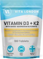 Vita London Vitamin D3 4000IU & K2 MK7 with Magnesium, 180 Tablets