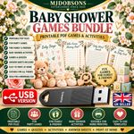 Baby Shower Games, Fun Games Bundle, Fully Printable Reusable Fun USB