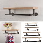 50-125CM Pipe Clothes Rail Wall Mounted Garment Hanging Rack with Shelf Wardorbe