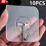 10PCS Transparent Stainless Steel Self Adhesive Hooks Storage Hanger for kitchen