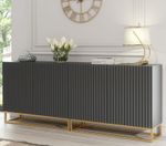Sideboard Cabinet Storage Unit Fluted Doors Gold Legs Modular Grey 200cm