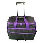 Sewing Machine Trolley Bag - Plain Black with Purple Trim - 53 x 41 x 29cm