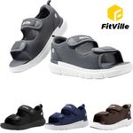 FitVille Men's Diabetic Sandals Extra Wide Adjustable Slippers Swollen Feet