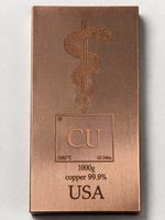 1 (One) Kg Kilogram Pure copper Bullion Bar 1000g weight sinker 1kg plummet