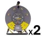 Extension Cable Reel 4 Socket 50m 13a Tower TP45034 Thermal Safety Cut Out x2