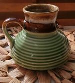 Enesco Grip Btm Ceramic MUG_CUP Green/Brown Glaze Tall Lip ~ Vtg Java ~ Retro ~