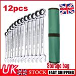 Combination Metric Ratchet Spanner Set 8-19mm Fixed Head 12pcs with Storage Roll