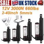 12V 3000N 660lbs Linear Actuator 6inch Stroke 2-40" 5mm/s Heavy Duty Waterproof
