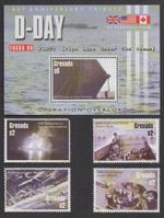 SET OF 60th ANNIVERSARY GRENADA TRIBUTE D-DAY MNH STAMPS WITH ONE SHEETLET