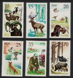 Birds Hunting 6v Mouflon Deer Boar Dog GDR 1977 MNH SG#E1985-E1990