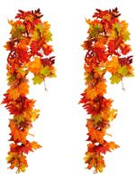 2Pcs 100cm Artificial Maple Leaf Garland Autumn Fall Hanging Vine Home Wedding D