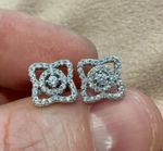 0.77 Carat Lab Created Diamond Lotus Flower Design Earrings Platinum Plated 925