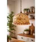 Vintage Italian Ceramic Pendant Lampshade 36cm Hand Painted Floral MCM