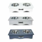 Wickerfield Dog Cat Stainless Steel Double Raised Bowl Feeding Station