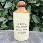 Vintage R. Moore, Olde English Ginger Beer Yarmouth Old Stone Ginger Beer Bottle