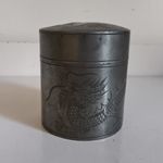 Kut Hing Swatow Pewter Tea Caddy Engraved Dragon Floral Canister